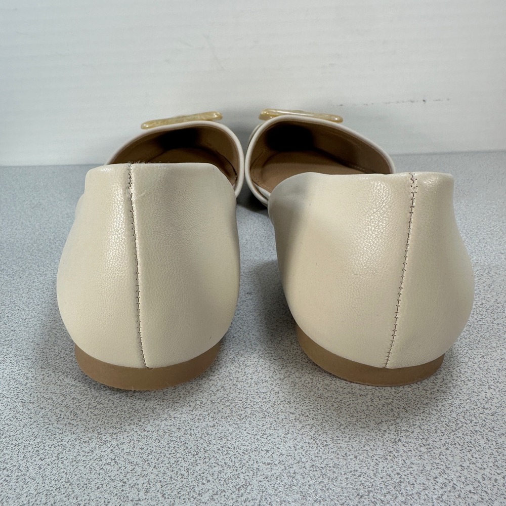 LC Lauren Conrad Cream Pointed Toe D'Orsay Flats with Buckle - Picture 5 of 10